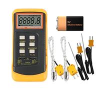 Mengshen Thermomètre Numérique De Type K, 2 Canaux Avec Capteur De Sonde à 4 Thermocouples -50~1370 ° C (-58~2498 ° F) ° C ° F Mesure De Température Portative Commutable à L'échelle Kelvin