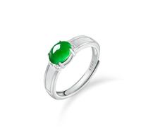 Mengsiy 925 bague en argent sterling véritable jade vert pour femmes anneaux faits à la main bague de promesse de pierres précieuses