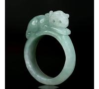 Mengsiy Anneau de Jade Naturel Classique Emerald Pixiu Ring Wrench Seed Green Crystal Jade Jade for Hommes et Femmes (Color : 19mm)