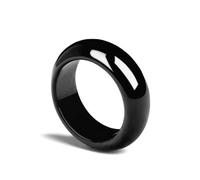 Mengsiy Anneau d'obsidien Round Noir est Bon huileux Hommes et Femmes Couple Couple Cadeau élevé for Les Couples Design (Color : 21mm)