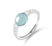 Mengsiy Bague en jade vert naturel pour femme, bague rétro en argent sterling S925 avec pierres précieuses, faite à la main, ajustable et ouverte