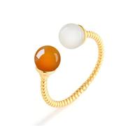 Mengsiy Bagues en jade Hetian naturel pour femmes, en argent sterling 925 plaqué or, ajustables, empilables, avec pierres précieuses ouvertes, cadeaux
