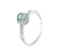 Mengsiy - bagues en Jade pour femmes, faites à la main, en pierre naturelle verte, en argent Sterling S925, anneau ouvert réglable, bijoux en Jade