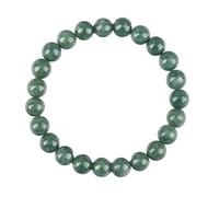 Mengsiy Bracelet en perles de jade vert naturel pour femmes et hommes, porte-bonheur, richesse, extensible, protection, pierres précieuses, bracelets à perles rondes(8mm)
