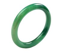 Mengsiy Bracelet Jonc en Jade Vert Naturel Porte-Bonheur et Richesse - Véritable Jadéite de Qualité A - Bracelet Rond pour Femme (62mm)