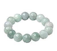 Mengsiy Bracelets en Jade pour Hommes et Femmes, Perles Rondes en Pierres précieuses Naturelles, Bracelet Extensible, Bijoux en jadéite Porte-Bonheur