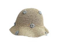 Mengsiy Chapeau de Soleil d'été Femmes Paille Crochet Seau Chapeau Femmes Pliable Panama Casquette UV Boho Fleur pêche Chapeau Vacances Plage Chapeau (Color : Color2, Size : 56-58cm)