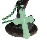 Mengsiy Collier Pendentif Croix en Jade Vert Naturel véritable Porte-Bonheur Bijoux en jadéite amulette Porte-Bonheur pour Hommes Femmes(Fluorescent Green)