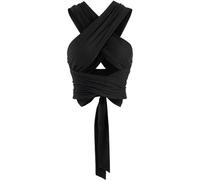 Mengsiy Femmes Sexy sans manches licou croisé Cami mode à lacets auto-cravate débardeur hauts (Color : Black, Size : M)