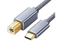 Mengtech Câble d'imprimante USB B vers USB C - 2 m - En nylon - Câble d'imprimante USB 2.0 type A vers B mâle - Compatible avec HP, Canon, Dell, Epson, Xerox, Samsung et plus encore - Gris