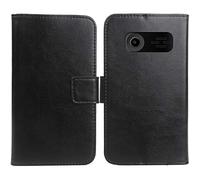 Mengtu Housse Coque pour Logicom Le Posh 280 2.8" PU Cuir Etui Leather Case Cover Flip Cas Couverture Protecteur Portefeuille Book Wallet (Noir)