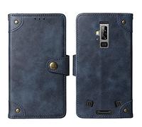 Mengtu Veritable Cuir Housse Téléphone Case Gel TPU Silicone Skin pour Blackview BV9700 Pro 5.84" Coque Étui Cas Couverture Protecteur Cover Portefeuille Antichoc Cover Case (Bleu)