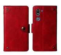 Mengtu Veritable Cuir Housse Téléphone Case Gel TPU Silicone Skin pour Doro 8050 5.7" Coque Étui Cas Couverture Protecteur Cover Portefeuille Antichoc Cover Case (Rouge)