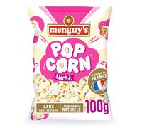 MENGUY'S Pop Corn Éclaté Sucré - Maïs Français Sans OGM - 100g - Sachet Prêt à Déguster - Fabriqué en France - Sans Huile de Palme - Lot de 4