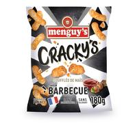 MENGUY'S - Soufflé de maïs barbecue - Cracky's · Sans Conservateur · Sans Colorant · Fabriqué en France · Texture Soufflée Légère et Croustillante - le paquet de 180g - Le Lot De 4