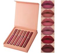 Mengxin 6 Couleur Rouge a Levre Mat Longue Tenue Waterproof Brillant à Lèvres Liquide Lipstick Matte avec Coffret Cadeau Lip Tint Rouge à Lèvres Permanent Maquillage pour les Lèvres Femme (Couleur A)