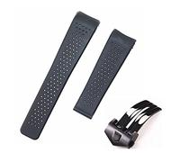 MENGXIU MENGKE 22mm 24mm Silicone Silicone Hommes Watchband Compatible With Tag Heuer Carrera Bande avec fermoir Perforé Strap Bracelet Sport Bracelet Sport(White Black,22mm)