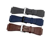 MENGXIU MENGKE 34mm * 24mm Gris Bleu Marron Bracelet De Montre en Cuir 3mm D'épaisseur Sangle Ceinture Argent Noir Boucle Ardillon(Blue,Black Buckle)