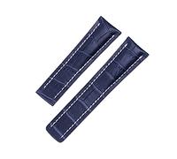 MENGXIU MENGKE Bande de Montre Compatible with Breitling Superocéan Avenger Navitimer Véritable Cuir véritable Homme Regarder Strap Regarde Accessoires Bracelet Bracelet(Blue Band2_24mm with Logo)