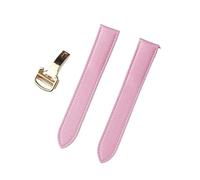 MENGXIU MENGKE Bracelet de montre de rechange compatible avec le bracelet de montre en cuir véritable Tank London 17 mm 18 mm 19 mm 20 mm 22(Pink gold buckle,14)