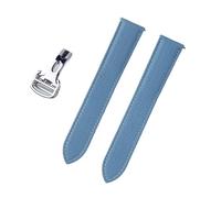 MENGXIU MENGKE Bracelet de montre de rechange compatible avec le bracelet de montre en cuir véritable Tank London 17 mm 18 mm 19 mm 20 mm 22(Linen Blue,22)