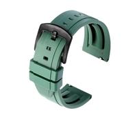 MENGXIU MENGKE Bracelet De Montre En Caoutchouc Fluoro De Qualité 18mm 19mm 20mm 21mm 22mm 24mm Bracelet De Montre Sport Bracelet Noir Vert Avec Bande À Dégagement Rapide(GREEN,24mm silver buckle)
