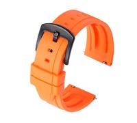 MENGXIU MENGKE Bracelet De Montre En Caoutchouc Fluoro De Qualité 18mm 19mm 20mm 21mm 22mm 24mm Bracelet De Montre Sport Bracelet Noir Vert Avec Bande À Dégagement Rapide(ORANGE,20mm silver buckle)