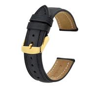 MENGXIU MENGKE Bracelet De Montre En Cuir Crazy Horse, 14mm 15mm 19mm 20mm 22mm 23mm 24mm, Ceinture De Remplacement Vintage, Boucle Dorée(Black,22mm)