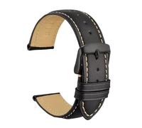 MENGXIU MENGKE Bracelet De Montre En Cuir Véritable 14mm 16mm 18mm 19mm 20mm 21mm 22mm 23mm 24mm, Bandes De Remplacement For Hommes Et Femmes(Black-Black-B,21mm)