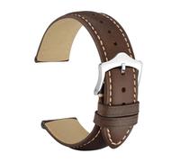 MENGXIU MENGKE Bracelet de montre en cuir véritable, 16mm, 18mm, 19mm, 20mm, 21mm, 22mm, 23mm, 24mm, bandes de remplacement, for hommes et femmes(Dark Brown-Silver-B,24mm)