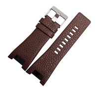 MENGXIU MENGKE Bracelet De Montre en Cuir Véritable Compatible avec Diesel DZ1216 DZ1273 DZ4246 DZ4247DZ287 Bracelet De Montre Bracelet De Montre for Hommes Bracelet De Montres(BrownA Silver Buckle)