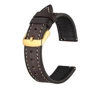 MENGXIU MENGKE Bracelet De Montre En Cuir Véritable For Hommes Et Femmes, 18mm, 20mm, 22mm, À Dégagement Rapide, Boucle Dorée(Brown Grey,21mm)