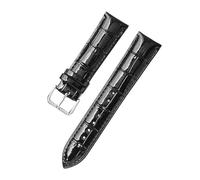 MENGXIU MENGKE Bracelet De Montre En Cuir Véritable, Motif Flammé, Surface Glacée, Bracelet Brillant, 12 14 16 18 20 22 Mm, Accessoires De Montre(Black,18mm)