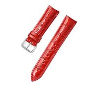 MENGXIU MENGKE Bracelet De Montre En Cuir Véritable, Motif Flammé, Surface Glacée, Bracelet Brillant, 12 14 16 18 20 22 Mm, Accessoires De Montre(RED,20mm)