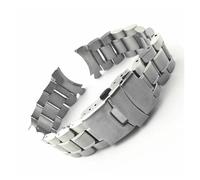 MENGXIU MENGKE Bracelet De Montre Solide en Acier Inoxydable 18/20/22/24mm, Arc/extrémité Droite, Boucle Pliante, Bracelet De Montre De Remplacement(Arc End Silver_24mm)