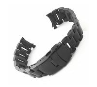 MENGXIU MENGKE Bracelet De Montre Solide en Acier Inoxydable 18/20/22/24mm, Arc/extrémité Droite, Boucle Pliante, Bracelet De Montre De Remplacement(Arc End Black_24mm)
