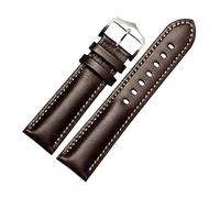 MENGXIU MENGKE Bracelet en Cuir Véritable Bracelet De Montre Fait Main 18 20mm 22mm Bracelet De Montre Couleur Bleu Vert Bracelet De Montre-Bracelet(Brown Silver Buckle,21mm)