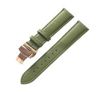 MENGXIU MENGKE Bracelet En Cuir Véritable For Femmes, En Cuir Souple, Grainé, For Hommes, 14 16 18 20 22mm, Boucle Papillon(Olive green rose,17mm)