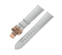 MENGXIU MENGKE Bracelet En Cuir Véritable For Femmes, En Cuir Souple, Grainé, For Hommes, 14 16 18 20 22mm, Boucle Papillon(White Rose Buckle,22mm)