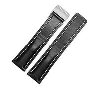 MENGXIU MENGKE Bracelets De Montre En Cuir De Vachette 20mm 22mm 24mm Compatibles Avec Le Bracelet De Montre Breitling Bracelet En Cuir(Black,24mmSilver Buckle)