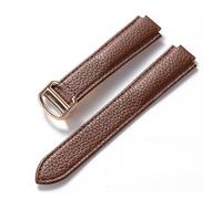 MENGXIU MENGKE Compatible Avec Le Bracelet Ballon Bleu Cartier En Cuir De Vachette Grain Litchi Souple, Accessoires Pliants En Cuir For Hommes Et Femmes(Dark Brown Rose,18x11mm)