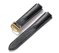 MENGXIU MENGKE Compatible Avec Le Bracelet Ballon Bleu Cartier En Cuir De Vachette Grain Litchi Souple, Accessoires Pliants En Cuir For Hommes Et Femmes(Black gold buckle,18x11mm)
