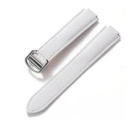 MENGXIU MENGKE Compatible Avec Le Bracelet Ballon Bleu Cartier En Cuir De Vachette Grain Litchi Souple, Accessoires Pliants En Cuir For Hommes Et Femmes(White,22x14mm)