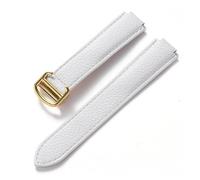 MENGXIU MENGKE Compatible Avec Le Bracelet Ballon Bleu Cartier En Cuir De Vachette Grain Litchi Souple, Accessoires Pliants En Cuir For Hommes Et Femmes(White gold buckle,14x8mm)