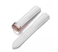 MENGXIU MENGKE Compatible Avec Le Bracelet Ballon Bleu Cartier En Cuir De Vachette Grain Litchi Souple, Accessoires Pliants En Cuir For Hommes Et Femmes(White rose buckle,14x8mm)