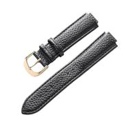 MENGXIU MENGKE Compatible Avec Le Bracelet Ballon Bleu Cartier En Cuir Grainé De Litchi En Cuir Souple 12 Mm, Accessoires De Bracelet Convexe For Hommes Et Femmes(Black gold buckle,16X9mm)