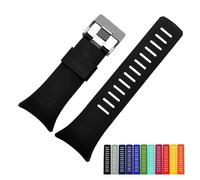 MENGXIU MENGKE Compatible Avec SUUNTO CORE Series Bracelet De Montre Bracelet En Caoutchouc Noir Bracelet En Silicone De Haute Qualité Accessoires De Montre For Hommes(Black-silver buckle)