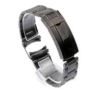 MENGXIU MENGKG Bracelet De Montre En Métal À Extrémité Incurvée Compatible Avec Les Accessoires De Bracelet De Poignet En Acier Massif De Luxe Rolex Submariner 20mm 21mm(Black,20mm with logo)