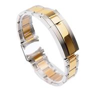 MENGXIU MENGKG Bracelet De Montre En Métal À Extrémité Incurvée Compatible Avec Les Accessoires De Bracelet De Poignet En Acier Massif De Luxe Rolex Submariner 20mm 21mm(Silver gold,20mm with logo)