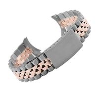MENGXIU MENGKG Sangle d'extrémité cueillée adaptée à Rolex Datation Montre Bracelet Bande Solide Bracelet en acier inoxydable 13mm 17mm 18mm 19mm 20mm 22mm Bande 22mm(Silver rose gold,17mm)